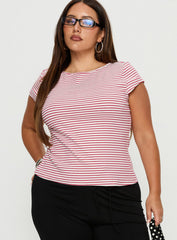 Drives Me Crazy Backless Top Red Stripe Curve