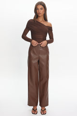 Fair Play Faux Leather Pants Coffee