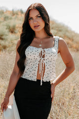 Cupid’s Favorite Sleeveless Floral Top (Ivory)
