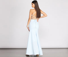 Billie Crepe Lace Up Mermaid Gown