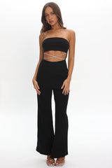 Nohemi Strapless Diamante Jumpsuit Black
