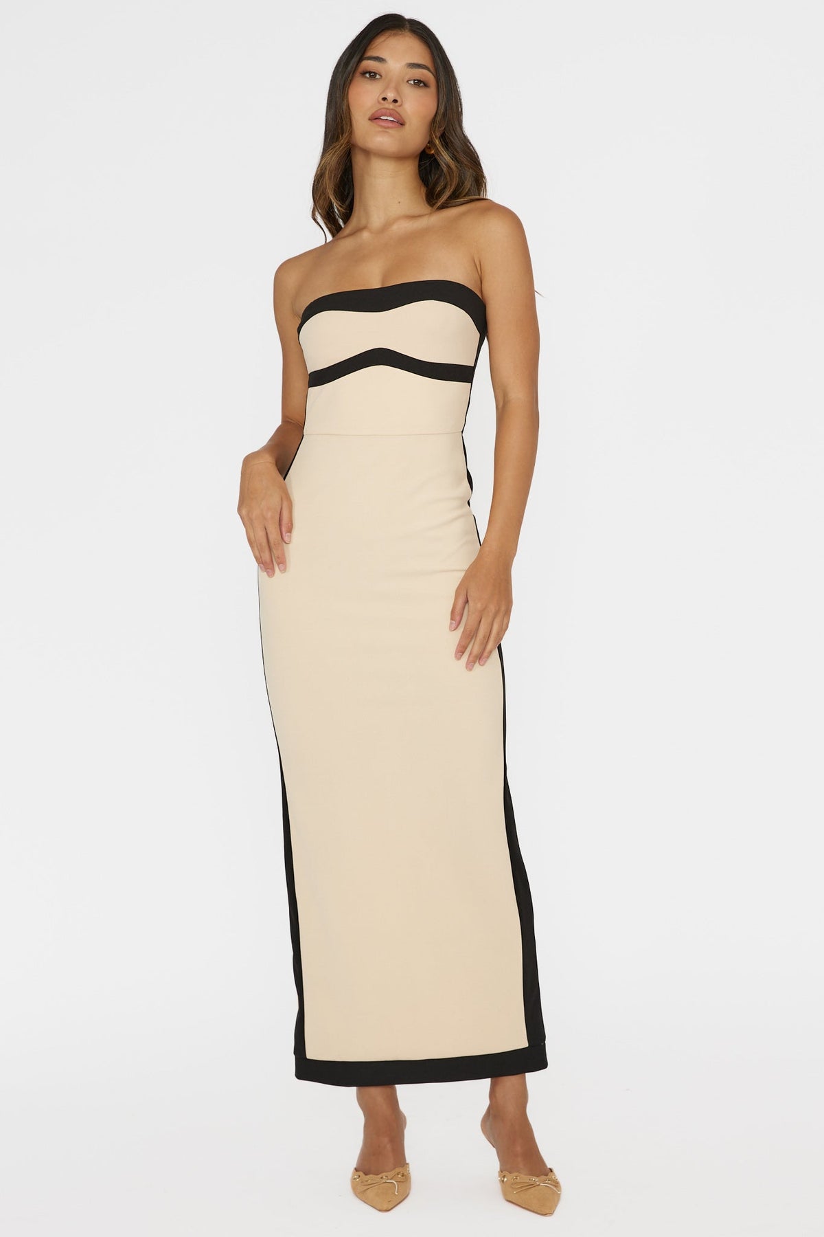 Tenika Strapless Bodycon Maxi Dress Nude