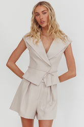 Galisse Wide Leg Shorts Cream