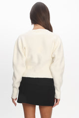 Karisa Zipper Hem Knit Top Cream