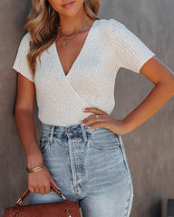 Drake Cotton Blend Drape Crop Top - Cream