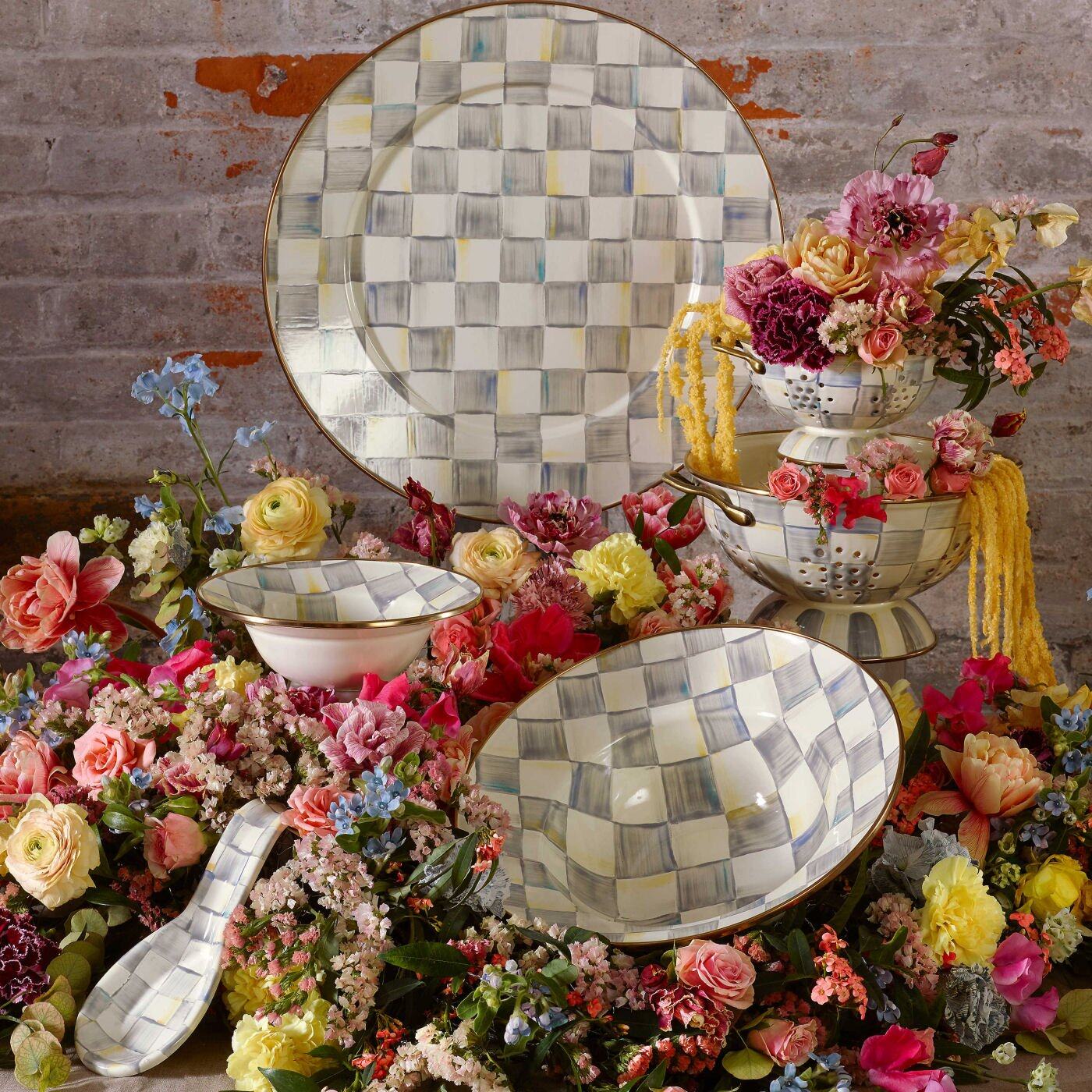 Sterling Check Enamel BREAKFAST BOWL by Mackenzie-Childs