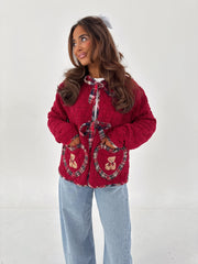 Darling Teddy Bear Bow Plaid Cardigan PRE-ORDER EARLY FEBRUARY
