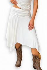 Effortless Babe Handkerchief Flowy Skirt (White)