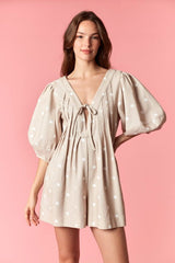 Sweet Denim Polka Dot Romper (Light Beige) JUNE PRE ORDER MID