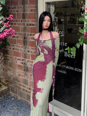 Off Shoulder Mesh Maxi Dress