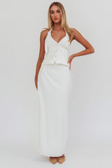 Tammi Faux Pocket Maxi Skirt Off White