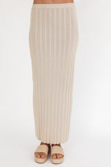 Kimora Ribbed Knit Maxi Skirt Sand