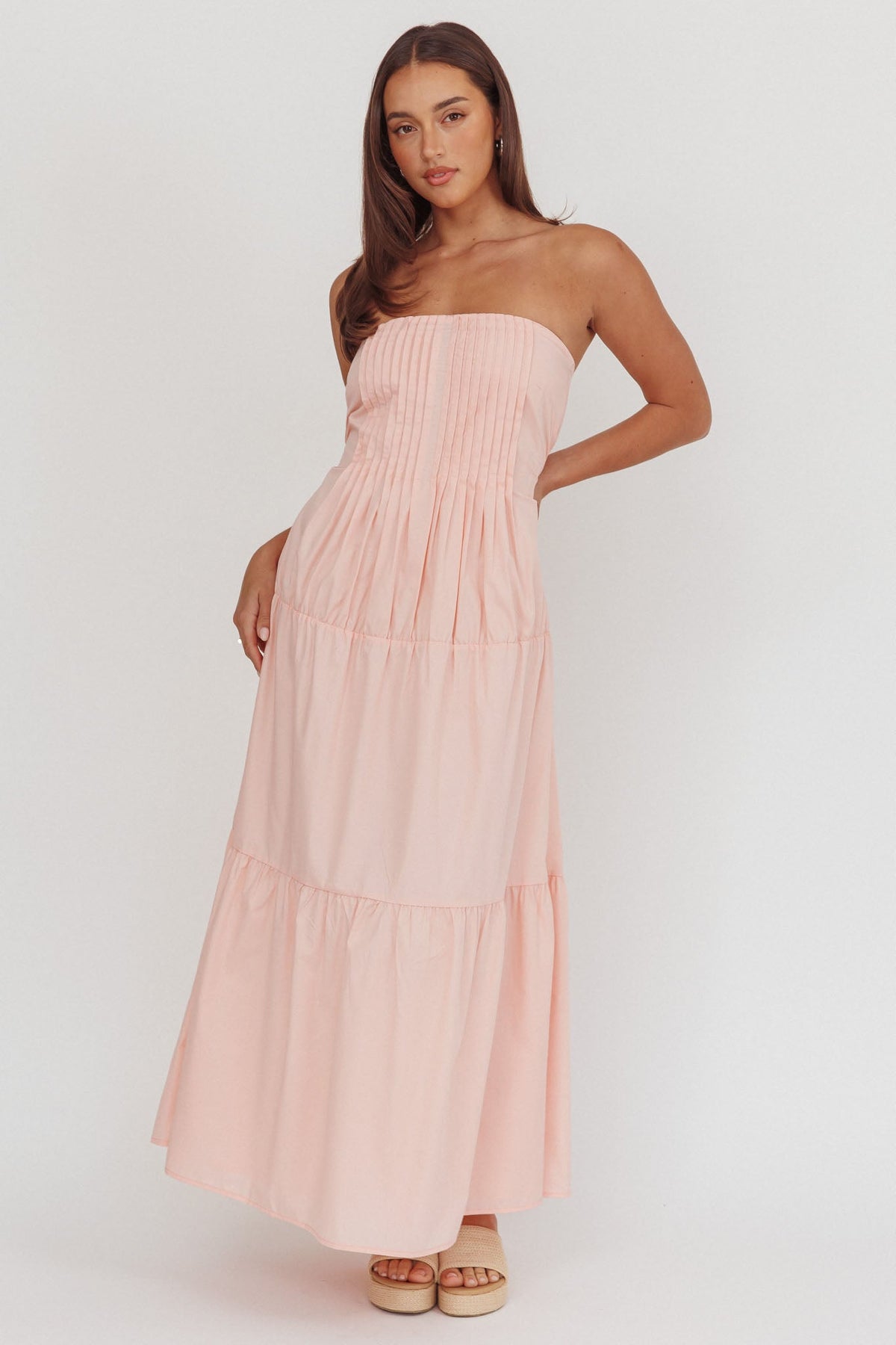 Deisa Pintuck Pleat Maxi Dress Cheek