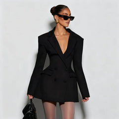 V Neck Blazer Dress