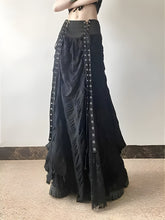 Y2K Goth Ruched Maxi Skirt