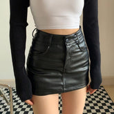 Y2K Grunge Faux Leather Mini Skort
