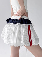 Y2K Striped Balloon Mini Skirt