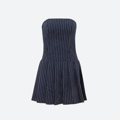 Y2K Striped Strapless Mini Dress