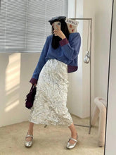 Y2K Wrinkled Silver Midi Skirt