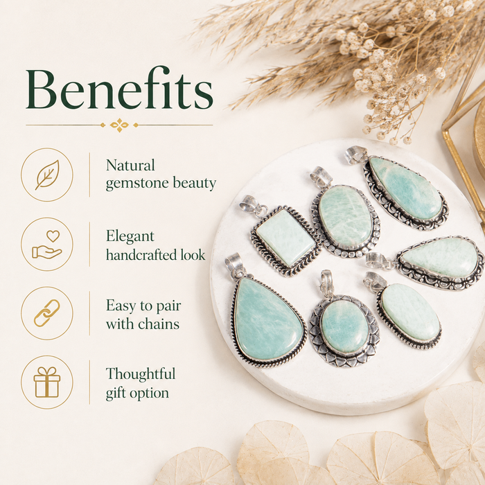 Amazonite Pendants – Natural Crystal Pendants Healing Gemstone Pendants