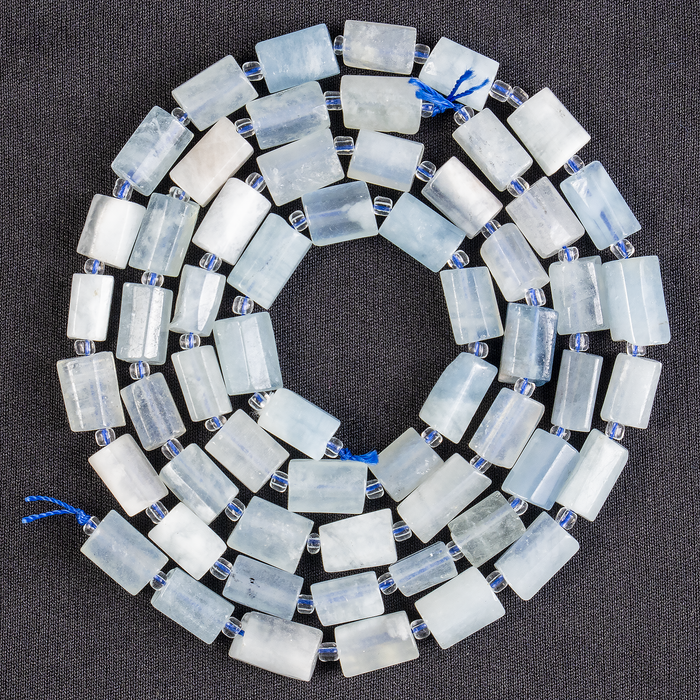 Aquamarine Gemstone Pipe Bead, Crystal Healing Tube Beads.