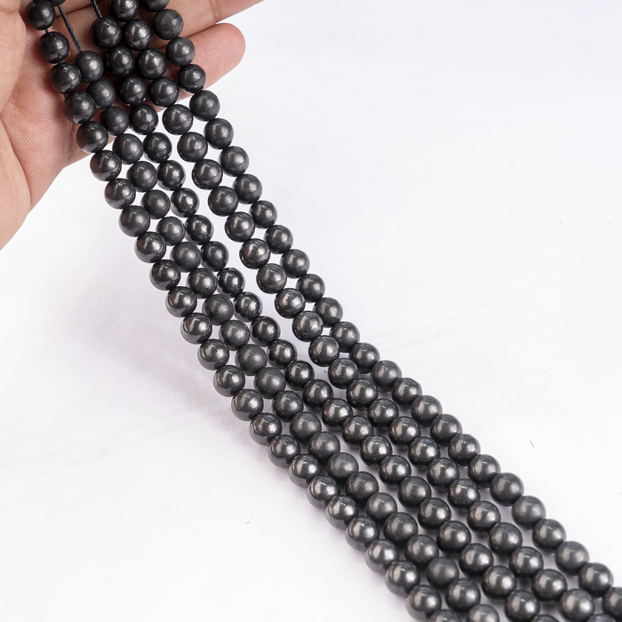 Black Shungite Beads, Natural Round Crystal Beads 6mm to 10mm