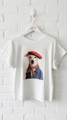 Camiseta perro con boina