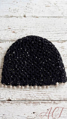 Gorro de crochet con perlas +2 colores