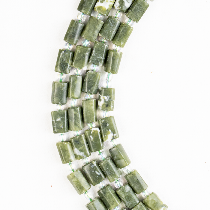 Green Jade Gemstone Pipe Bead, Crystal Healing Tube Beads.