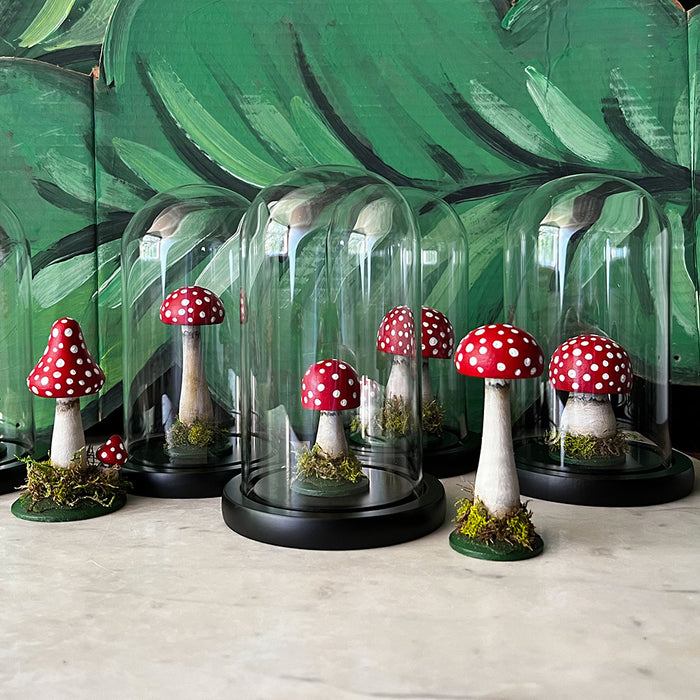 Hand Painted Mushroom Specimen in a Glass Dome (B)