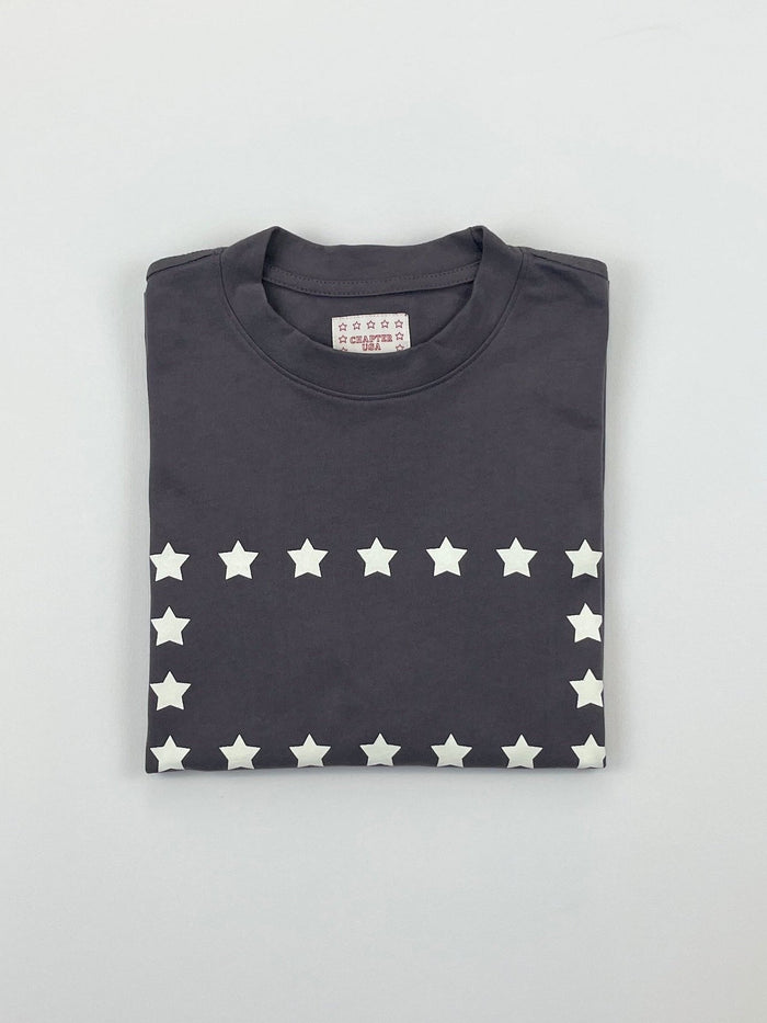 Heavy Cotton Gray White Stars Basic T-Shirt