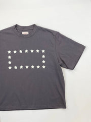 Heavy Cotton Gray White Stars Basic T-Shirt