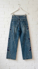 Jeans Wide Leg con Estrellas de Strass