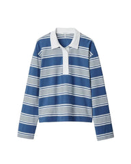 Kelly Stripe Long Sleeve Polo-Tops/Blouses-Uniquities