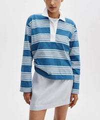 Kelly Stripe Long Sleeve Polo-Tops/Blouses-Uniquities
