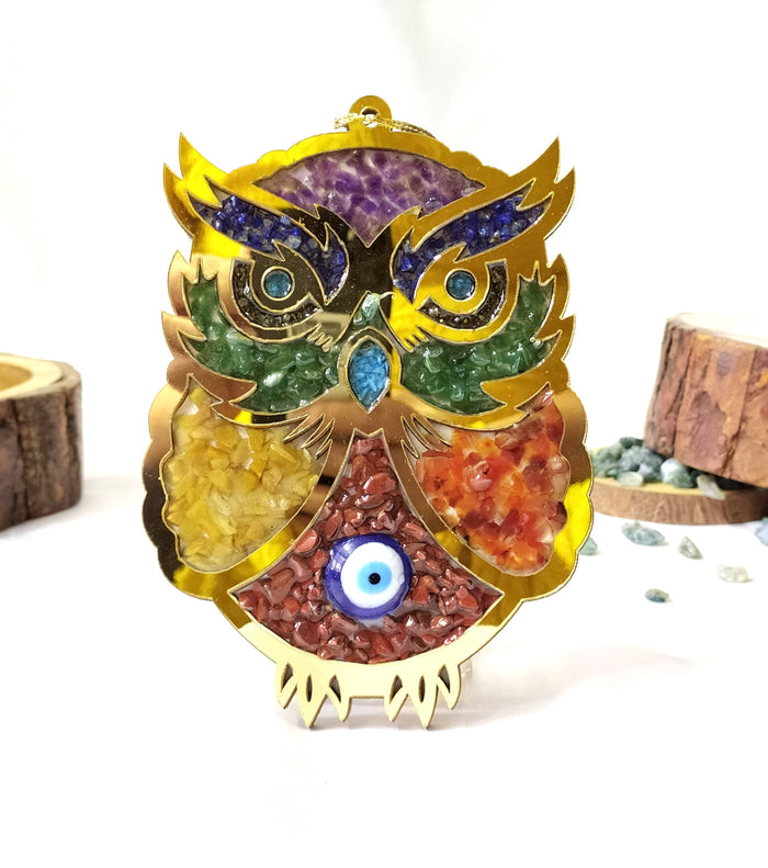 Owl Hanging, Home Protection Charm, Crystal Wall Hanging