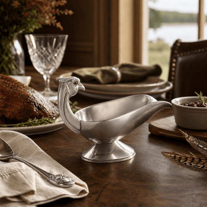 Pheasant Handle Stainless Steel Gravy / Sauce Server 8