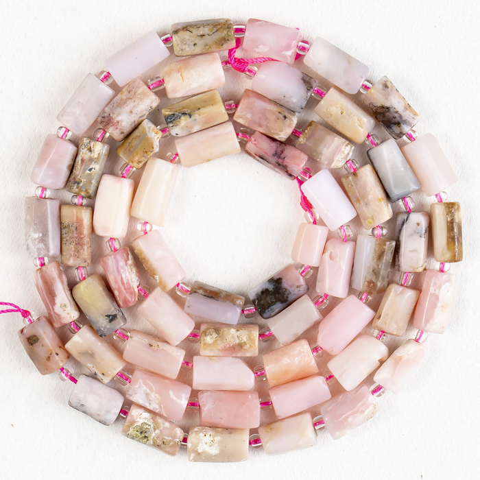 Pink Opal Gemstone Pipe Bead, Crystal Healing Tube Beads.