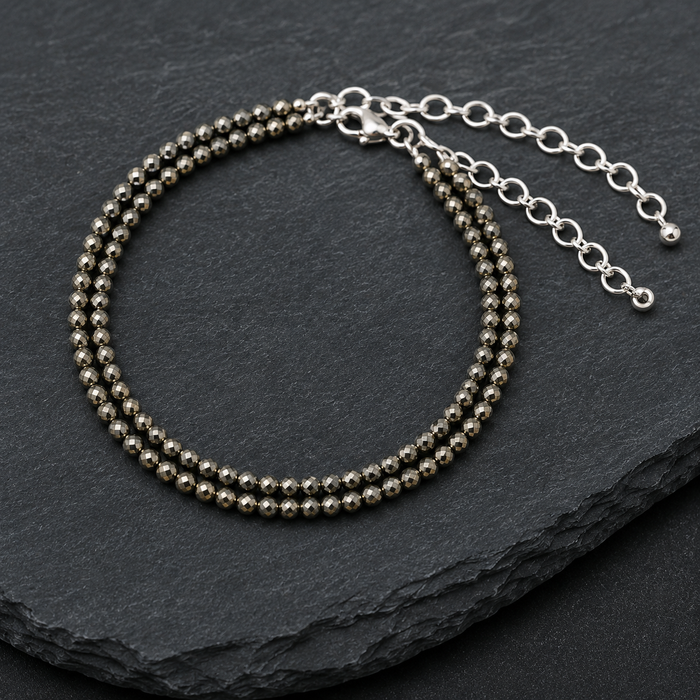 Pyrite Anklet 3mm – Natural Gemstone Jewelry for Protection, Balance & Positive Energy