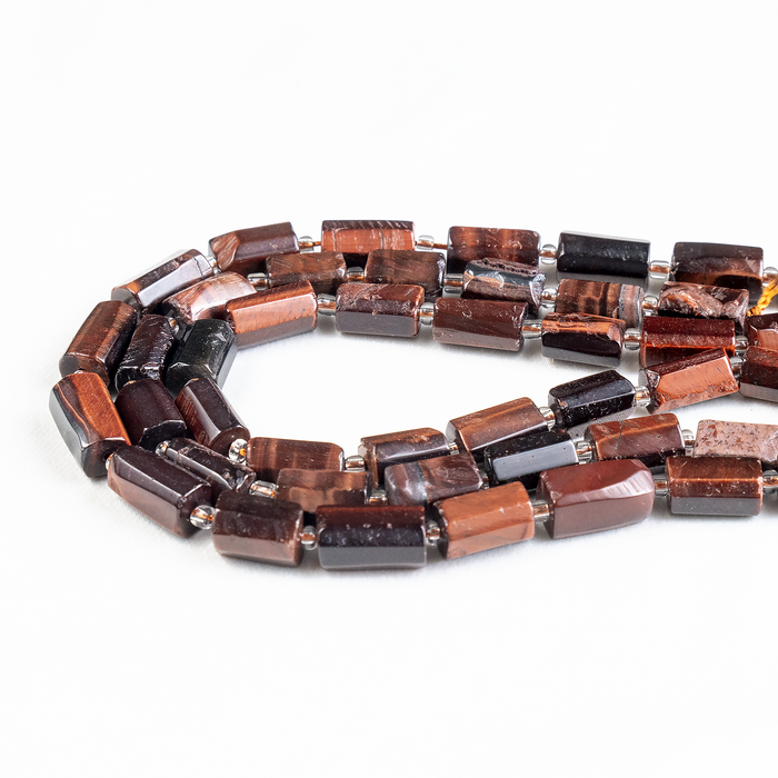 Red Tiger Eye Gemstone Pipe Bead, Crystal Healing Tube Beads.