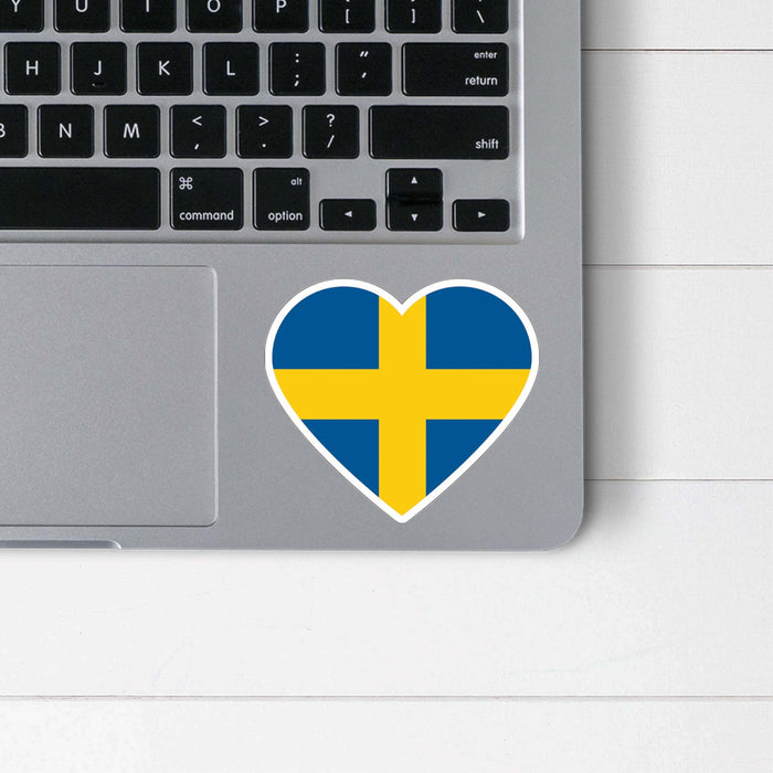Swedish Flag Heart Sticker Scandinavian Design Studio