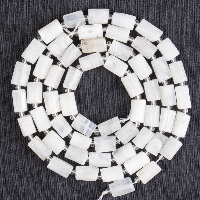 White Rainbow Moonstone Gemstone Pipe Bead, Crystal Healing Tube Beads.