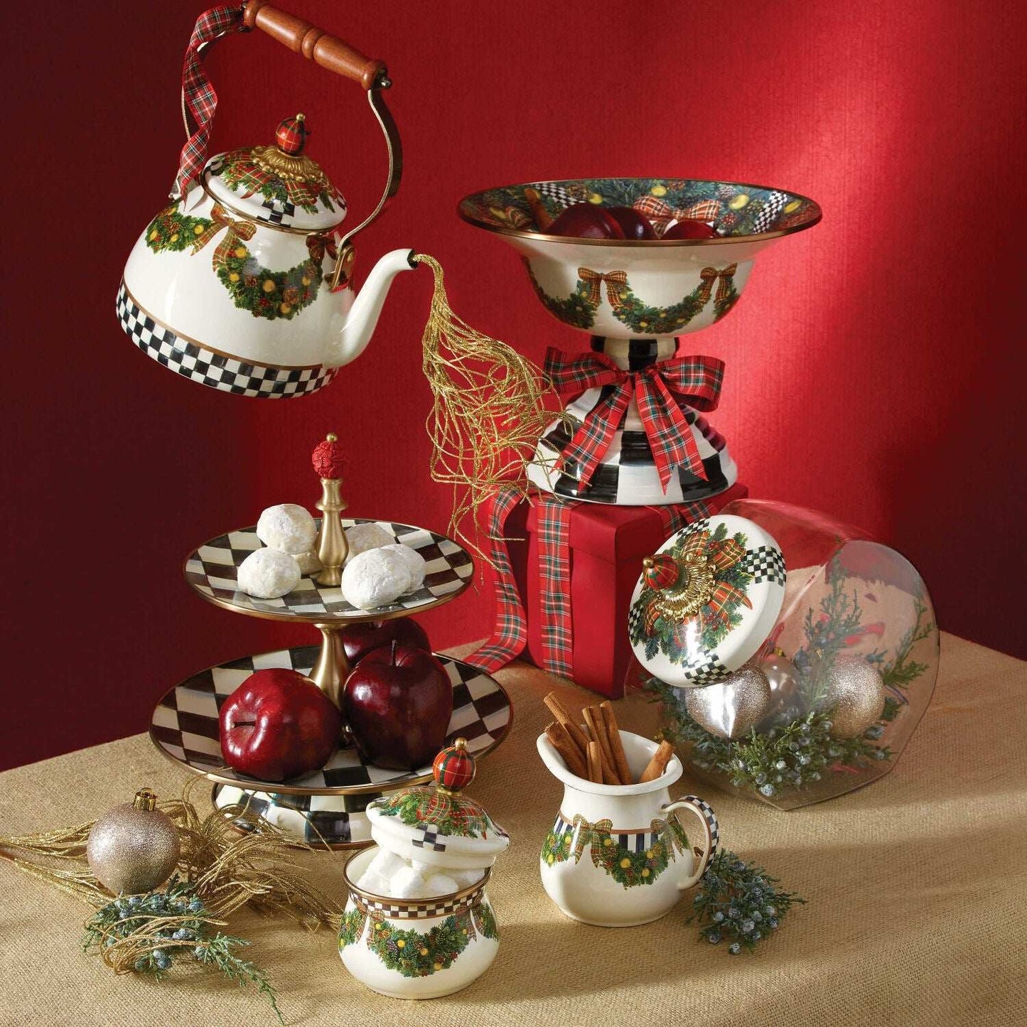 Courtly Check Enamel Two Tier Sweet Stand