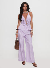 Best Of Me Halter Ruched Top Lilac Stripe