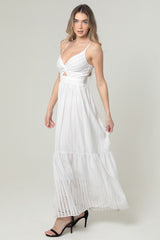 Delilah Eyelet Twist Front Maxi Dress
