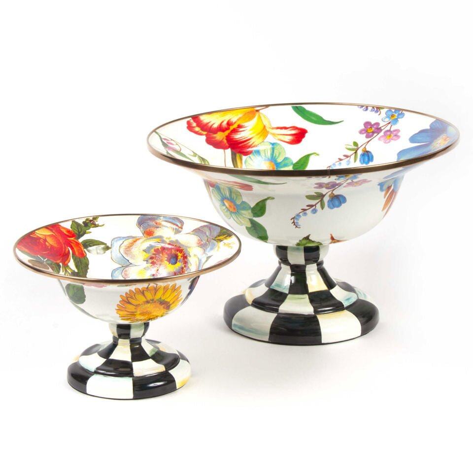 Mackenzie-Childs Flower Market Large Compote - White