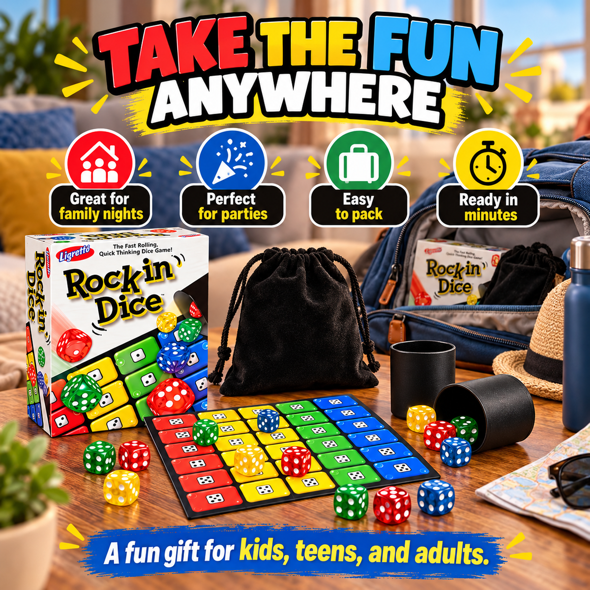 Rock Dice Game – Rolling Board Game for Family Game Night
