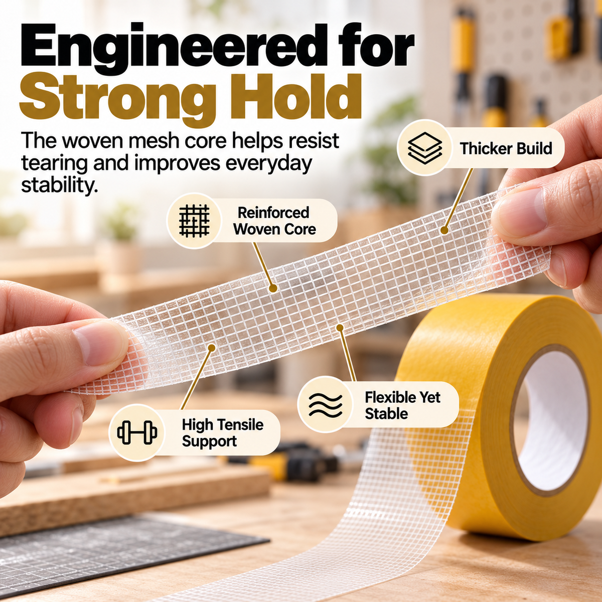 UltraGrip Double-Sided Mounting Tape – Heavy-Duty Mesh Adhesive for Home, Office & DIY