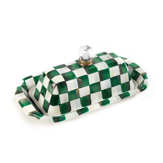 Emerald Check Butter Box by Mackenzie-Childs