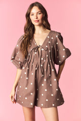 Sweet Polka Dot Denim Mocha